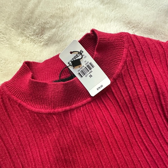 Express Cherry Ribbed Knit Top - Picture 2 of 3